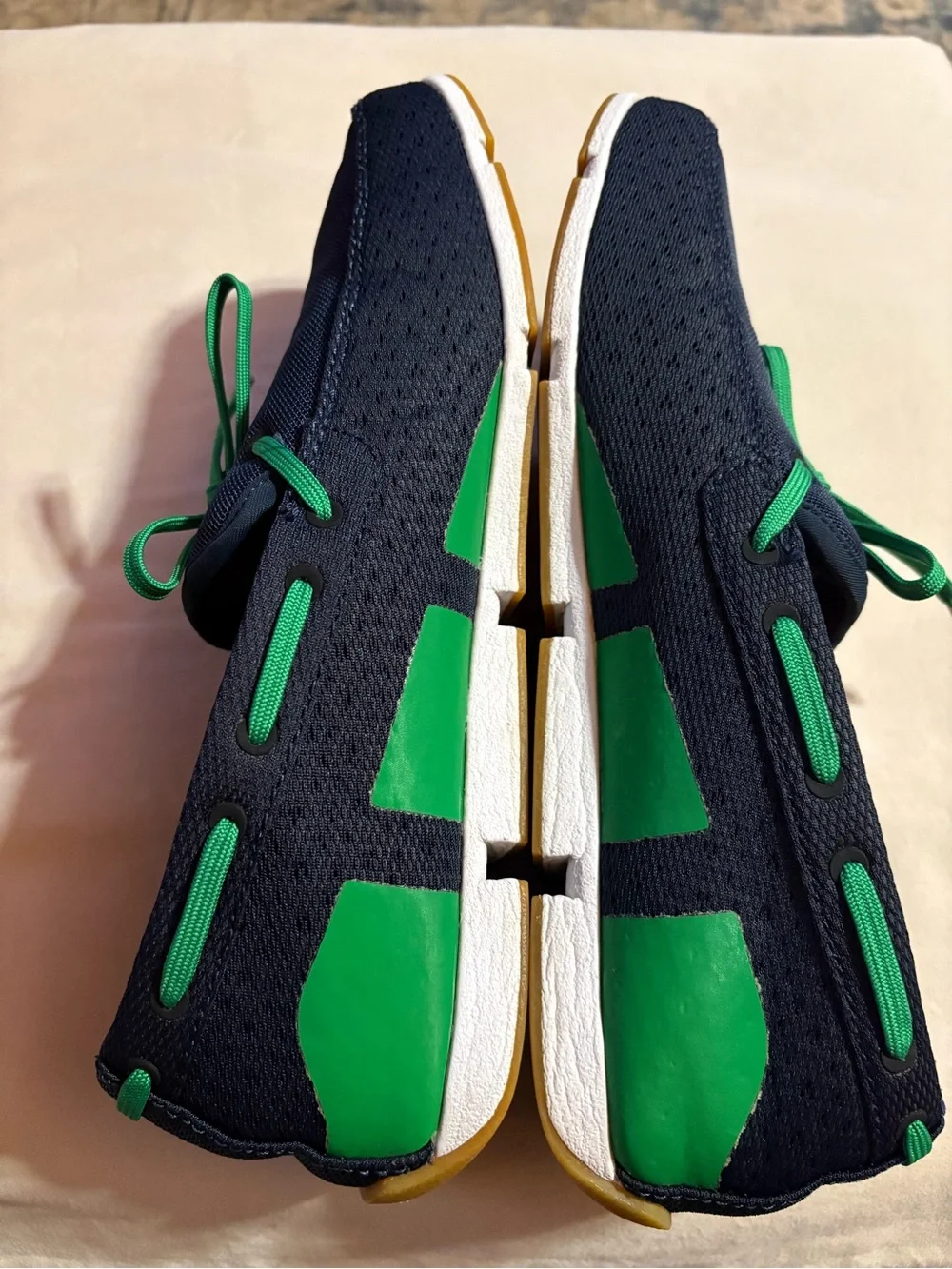 Swims Navy Boat Shoes with Green Laces Size US 10 / UK 9 / EU 43